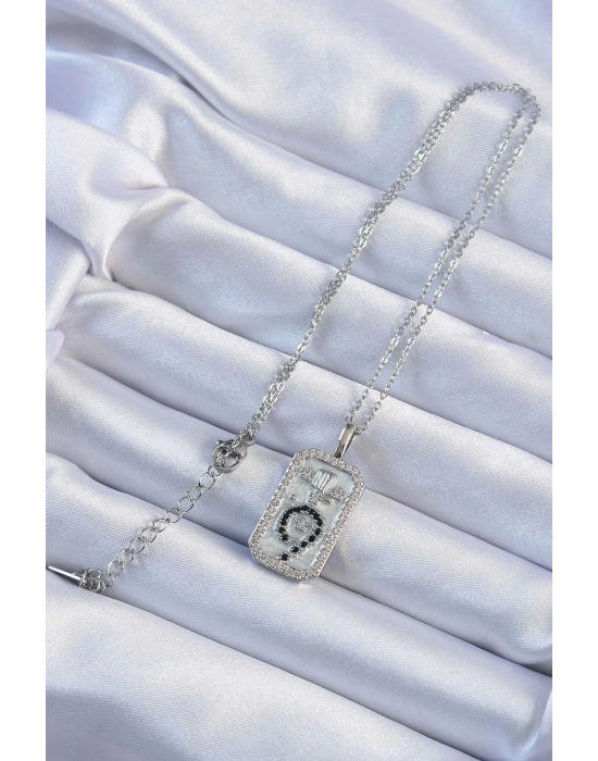 Bamido 316l Çelik Zincir Gümüş Renk Zirkon Taşlı Minimal Papatya Figürlü Tarot Kolye - Lisinya