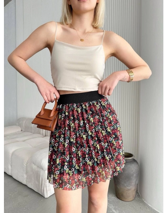 Bamido Baskılı Astarlı Mini Etek