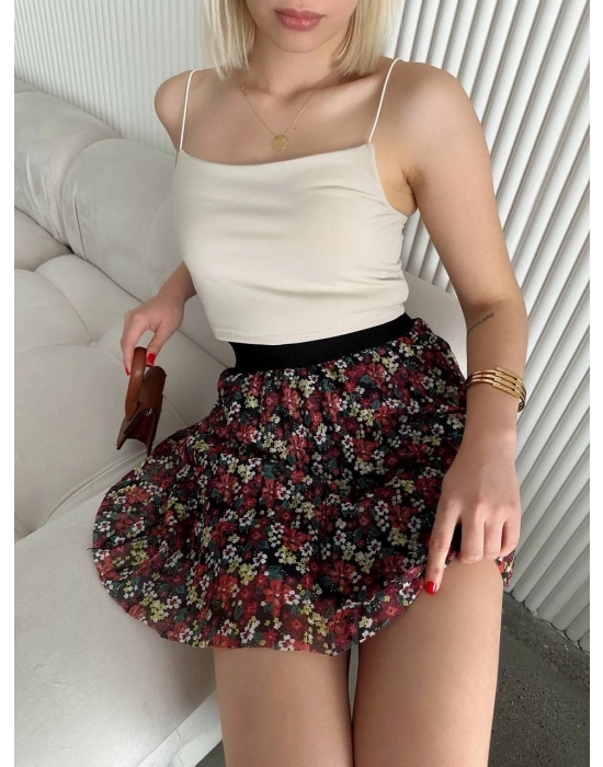 Bamido Baskılı Astarlı Mini Etek