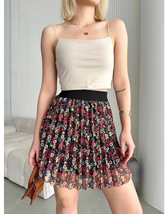 Bamido Baskılı Astarlı Mini Etek