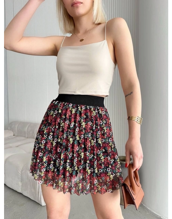 Bamido Baskılı Astarlı Mini Etek