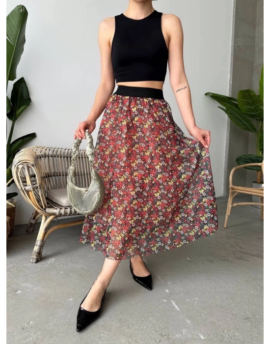 Bamido Baskılı Astarlı Uzun Etek