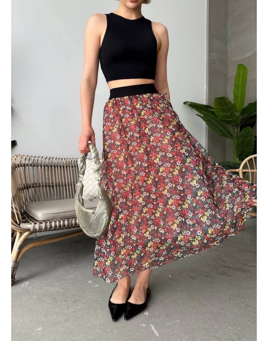 Bamido Baskılı Astarlı Uzun Etek