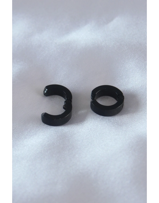 Bamido Çelik Siyah Renk Sıkıştırmalı Erkek Küpe - Lisinya