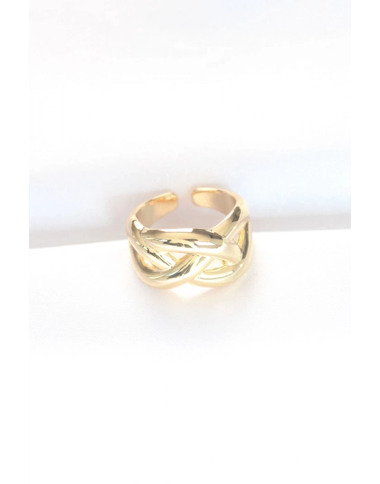 Bamido Düğüm Model Gold Renk Ayarlanabilir Yüzük - Lisinya