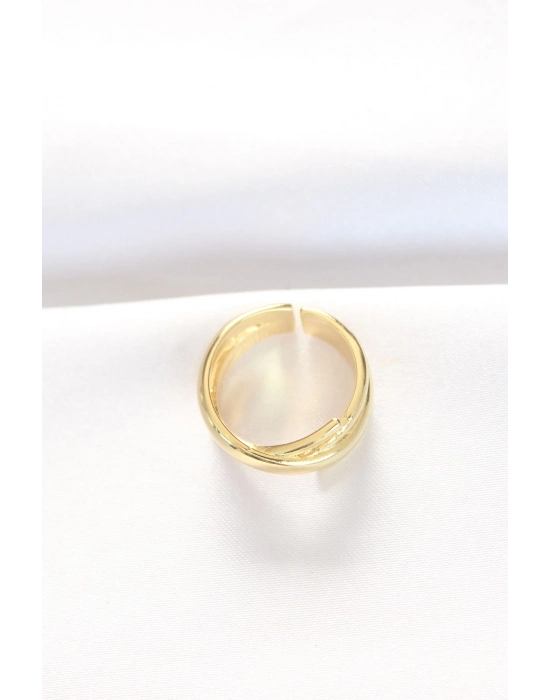 Bamido Kalın Gold Renk Ayarlanabilir Yüzük - Lisinya