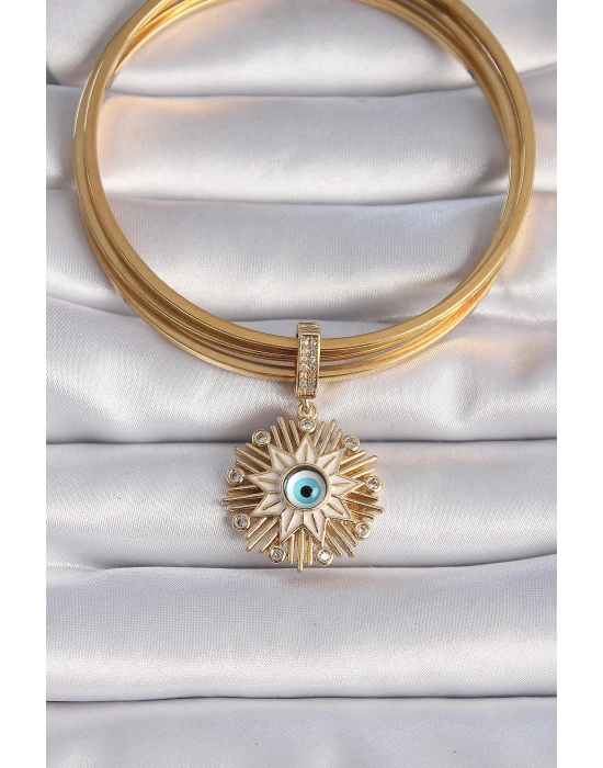 Bamido Pirinç Gold Renk Nazar Boncuklu Saçaklı Yıldız Figür Ajda Charm - Lisinya