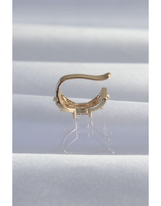 Bamido Pirinç Gold Renk Zirkon Taş Kaplama Earcuff Küpe - Lisinya