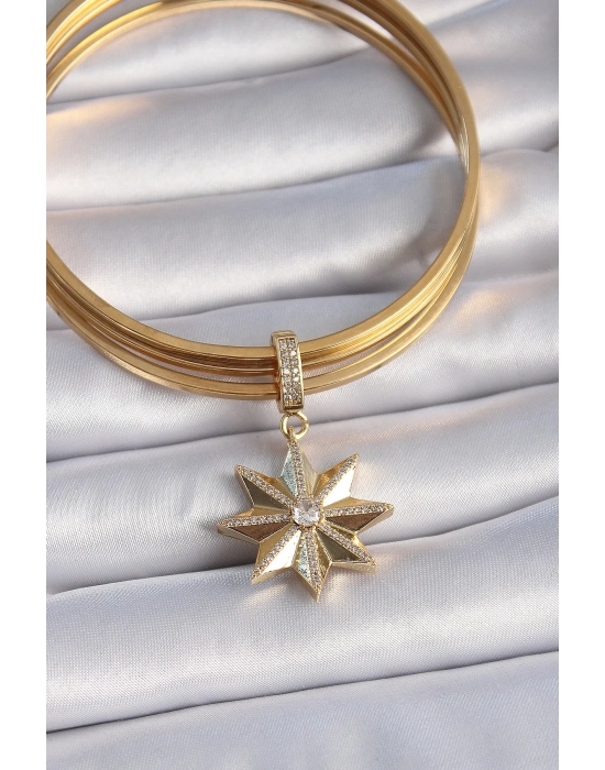 Bamido Pirinç Gold Renk Zirkon Taşlı Kutup Yıldızı Ajda Charm - Lisinya