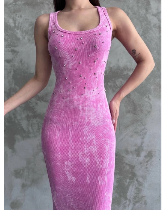 Bamido Taşlı Askılı Elbise