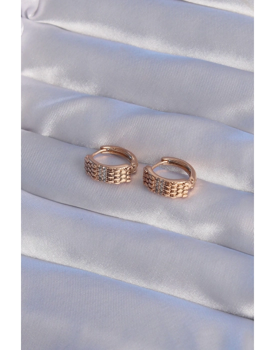 Bamido Xuping Rose Renk Zirkon Taşlı İşlemeli Halka Küpe - Lisinya