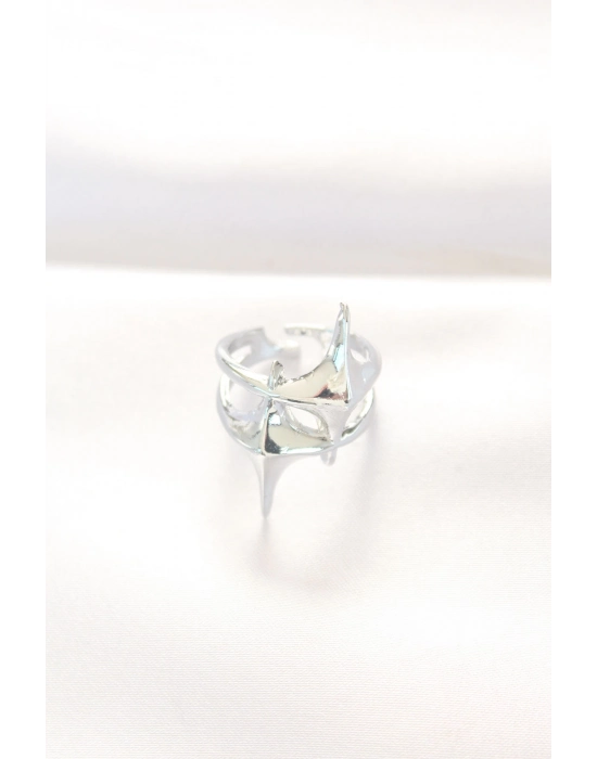 Bamido Yıldız Model Silver Renk Ayarlanabilir Yüzük - Lisinya