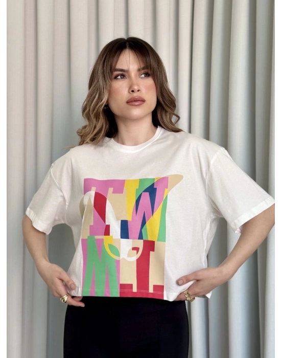 Baskılı Crop Tişört