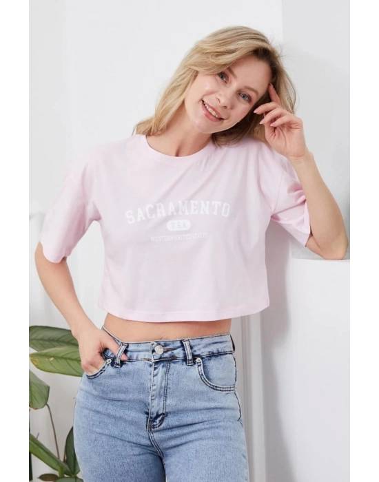 Baskılı Crop Tişört