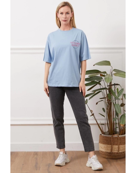 Baskılı Tişört Mavi