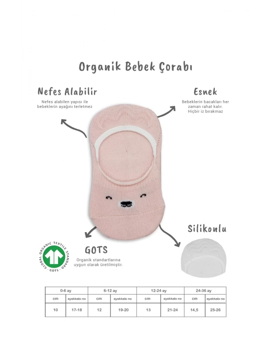 Bistyle 2li Babet Cute Face Penye Çorap 30103 Pembe-beyaz