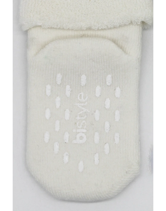 Bistyle 2li Havlu Soket Kaymaz Çorap 10504 İndigo Ekru