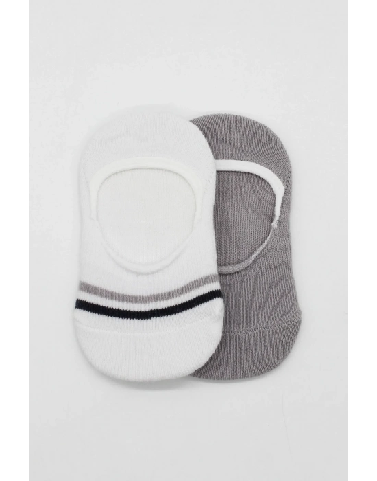 Bistyle 2li Penye Babet Silikon Çemberli Çorap 30102 Gri Beyaz