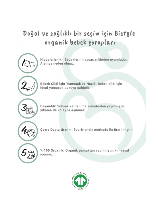 Bistyle 2li Penye Babet Silikonlu Basic Çorap 30104 Ekru Ekru