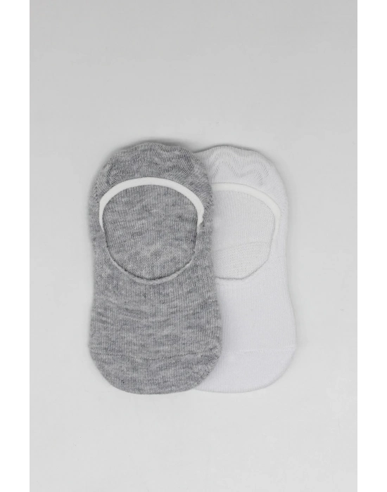 Bistyle 2li Penye Babet Silikonlu Basic Çorap 30104 Gri Beyaz