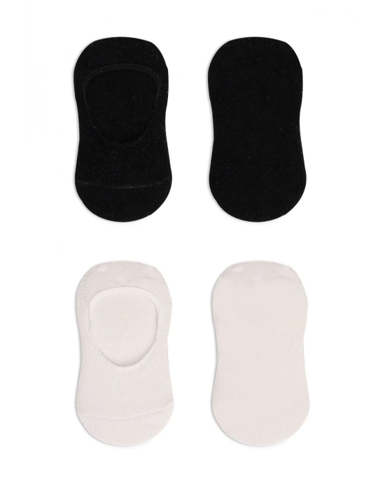 Bistyle 2li Penye Babet Silikonlu Basic Çorap 30104 Siyah Ekru