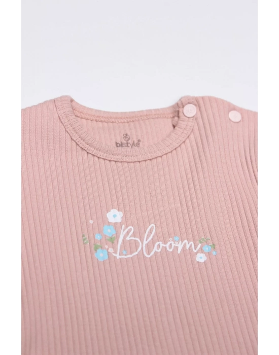 Bistyle Flying Bloom White Yarım Kol 2li Body 17118 Ekru Gül Kurusu