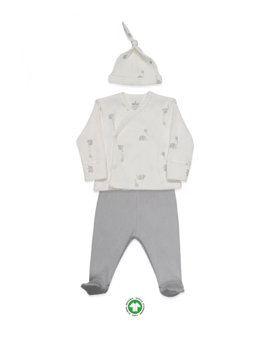 Bistyle Flying Elephant 3lü Zıbın Takım 13111 Ekru Gri