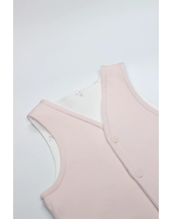 Bistyle Grow İn Love Çift Taraflı Bebe Yelek 18102 Pembe Ekru