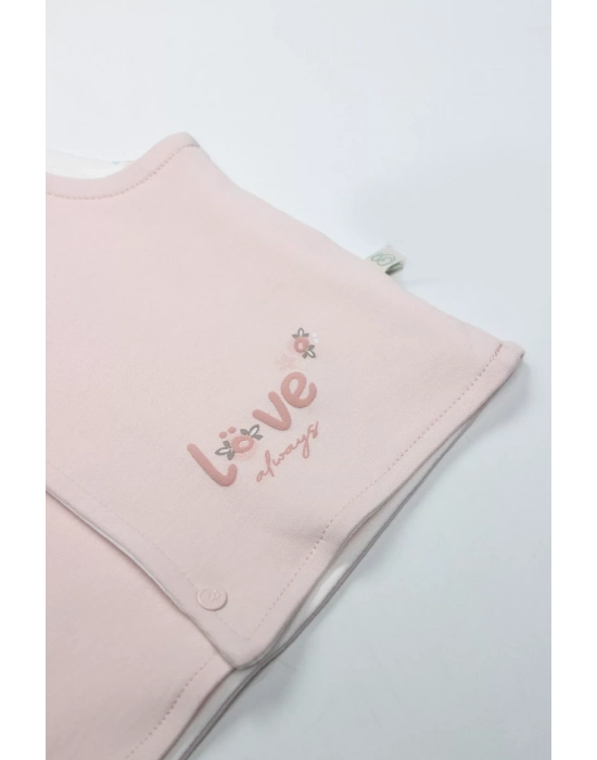 Bistyle Grow İn Love Çift Taraflı Bebe Yelek 18102 Pembe Ekru