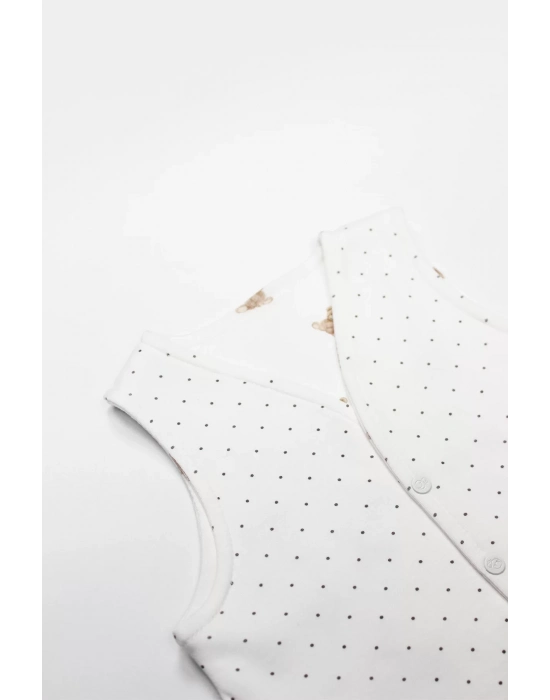 Bistyle I Am So Bear Çift Taraflı Bebe Yelek 18103 Bej Ekru