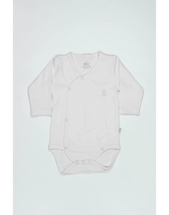 Bistyle Organik Natural Basic Style Kruvaze Uzun Kol Body Bs17102 Beyaz