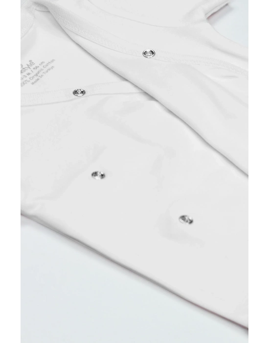 Bistyle Organik Natural Basic Style Kruvaze Uzun Kol Body Bs17102 Beyaz