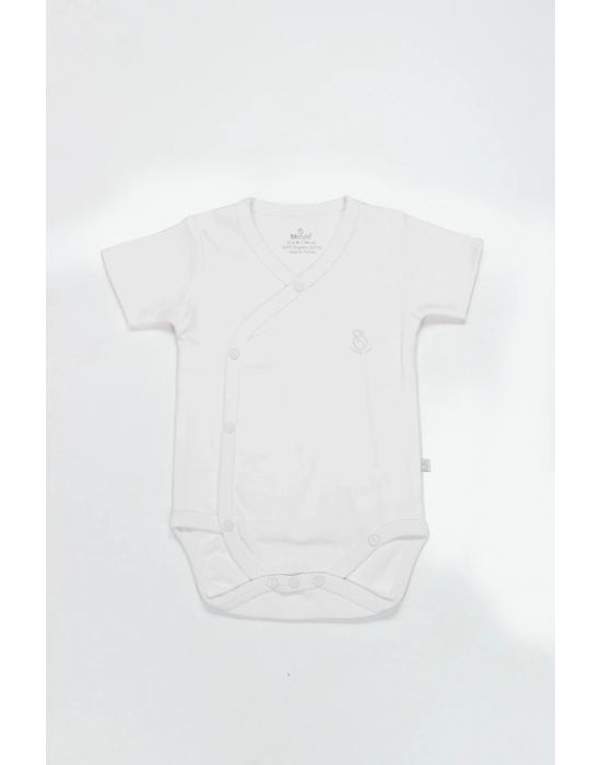 Bistyle Organik Natural Basic Style Kruvaze Yarım Kol Body Bs17101 Beyaz
