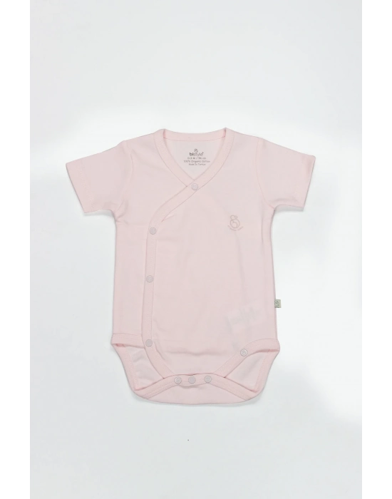 Bistyle Organik Natural Basic Style Kruvaze Yarım Kol Body Bs17101 Pembe