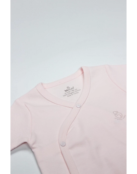 Bistyle Organik Natural Basic Style Kruvaze Yarım Kol Body Bs17101 Pembe