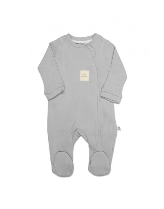 Bistyle Style Natural Fermuarlı Bebe Tulum 15115 Gri