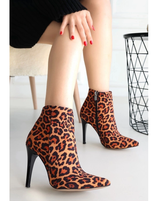 Blan Zebra Saten Topuklu Bot