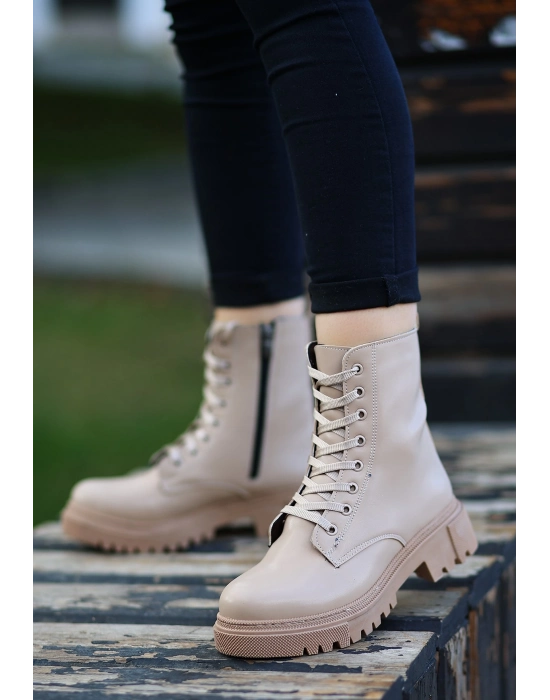 Bria  Nude Cilt Bağcıklı Bot - Bamido