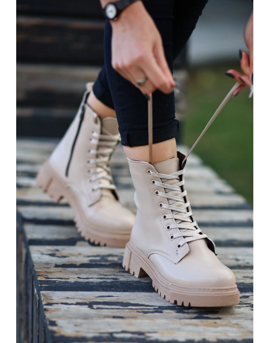 Bria  Nude Cilt Bağcıklı Bot - Bamido