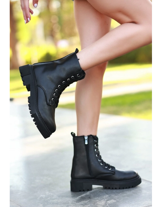 Bria  Siyah Cilt Bağcıklı Bot - Bamido