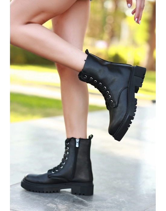 Bria  Siyah Cilt Bağcıklı Bot - Bamido