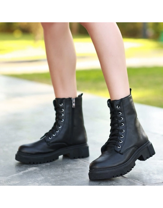 Bria  Siyah Cilt Bağcıklı Bot - Bamido