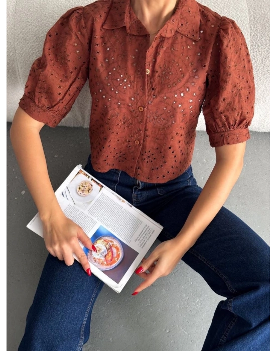 Brodeli Crop Gömlek S1023