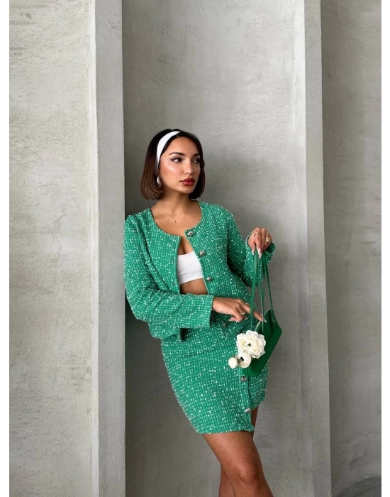 Ceketli Etek Takım Chl Kumaş Yeşil H24443