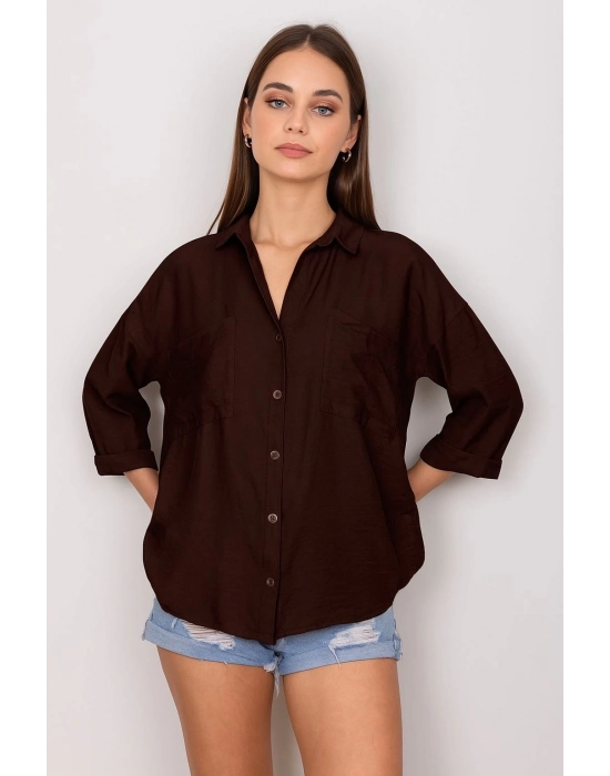 Cepli Salaş Gömlek Koyu Kahve T1010