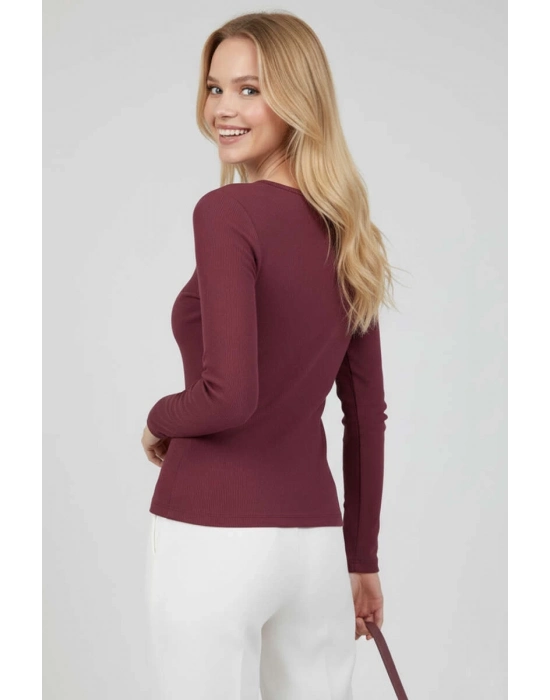 Çıtçıt Detaylı Bluz Mürdüm T4343