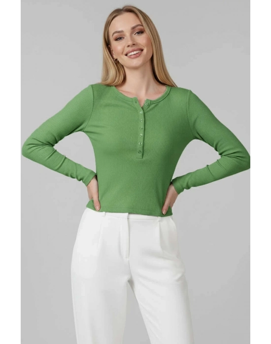 Çıtçıt Detaylı Bluz Yeşil T4343