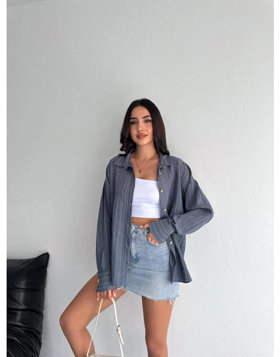 Çizgili Oversize Gömlek