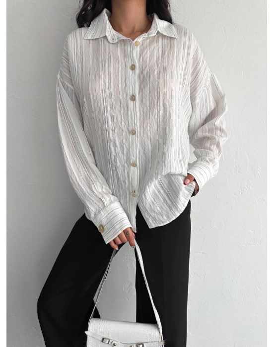 Çizgili Oversize Gömlek