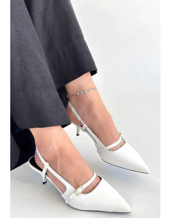 Darina Beyaz Cilt Topuklu Ayakkabı